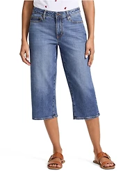 Lands' End Women's Soft Denim Mid Rise Relaxed Capri Jeans