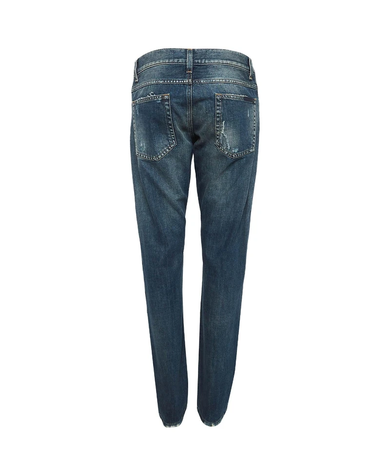 Pre-Owned Dolce & Gabbana Women's Ripped Denim Crystal Embellished Jeans