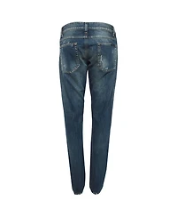 Pre-Owned Dolce & Gabbana Women's Ripped Denim Crystal Embellished Jeans