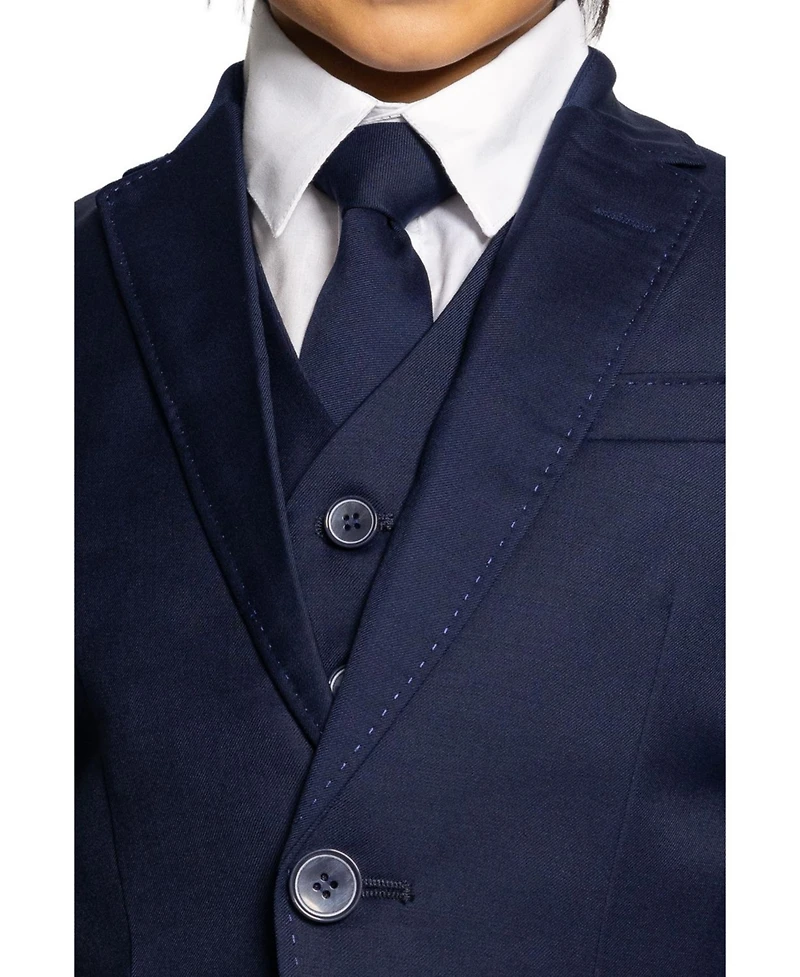 Peanut Butter Collection Toddler Boys Luxor Slim Fit Wool Blend 5-Piece Shirt, Tie, Jacket, Vest and Pants Suit Set