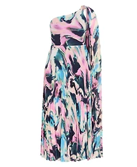 City Chic Plus Eloura One-Shoulder Rippled-Print A-Line Maxi Dress
