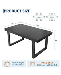 homfan 71" Dining Table for 6-8, Wooden with Metal Legs, Rectangular Wood Top, Farmhouse Kitchen Home Office, Room