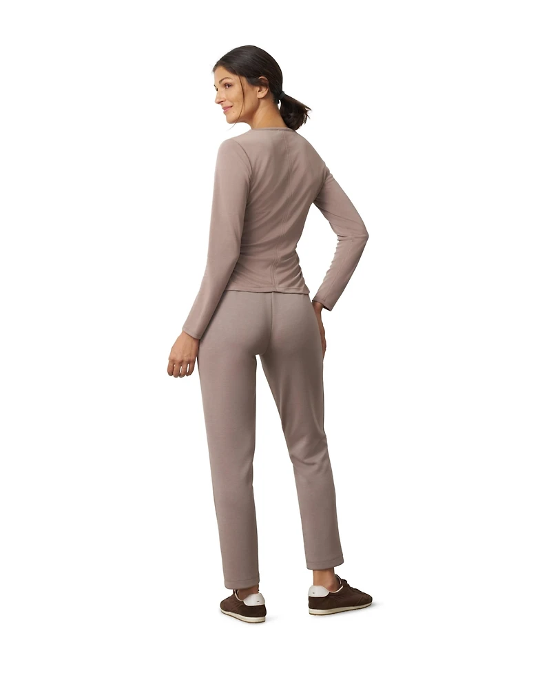 Cable & Gauge Women's Side Shirred Crew Neck Top