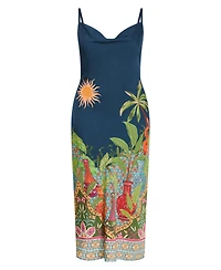 City Chic Plus Size Sadie Paradise Print Cowl Neck Midi Slip Dress