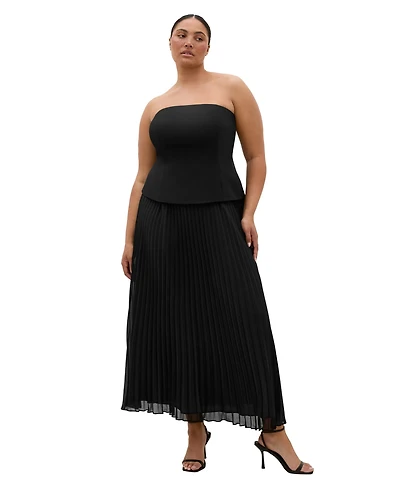 City Chic Plus Loretta Strapless Pleated Maxi Dress