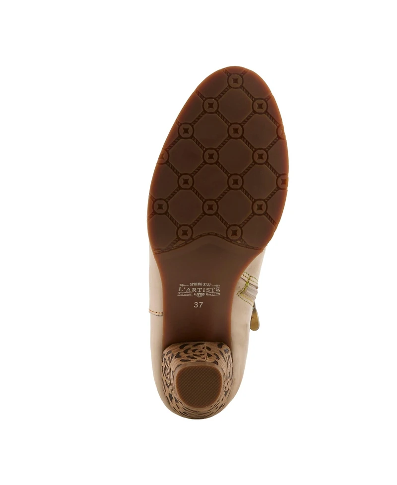 L'Artiste Women's Swan Slide Wedge with Hand-Painted Design