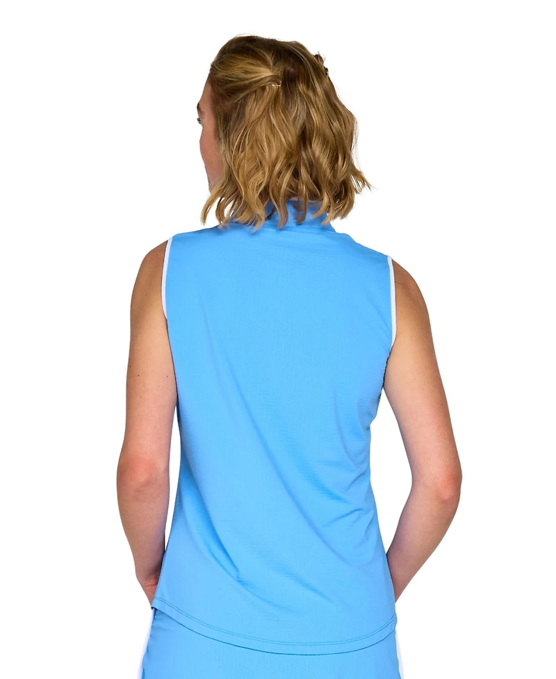 G Lifestyle Clothing Women's Tee It Up Mock Neck Piping Sleeveless Tank