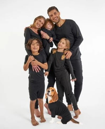 Leveret Matching Family Solid Black Cotton Pajamas