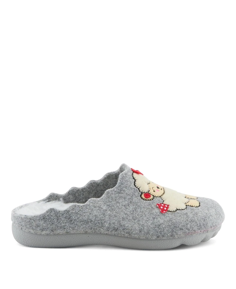 Flexus Bopeep Felt Slip-on Slippers with Puppy Applique