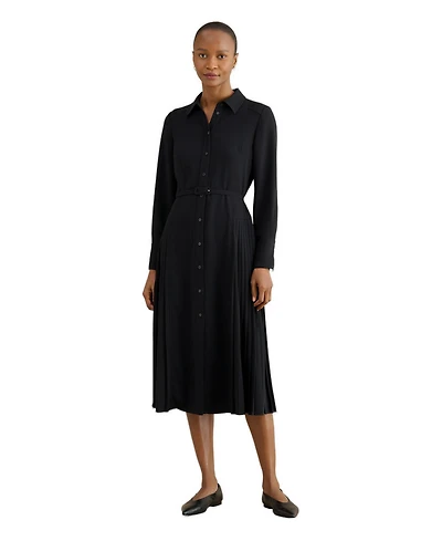 Hobbs London Women's Ginny Belted Pleated Midi Shirt Dress