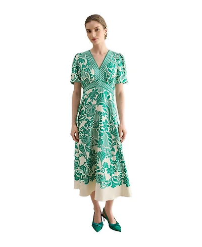 Hobbs London Trelissick V-Neck Fit Flare Dress