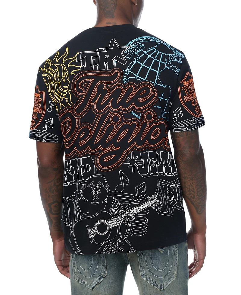 True Religion Men's Logo Tee Graphic Puff-Print T-Shirt