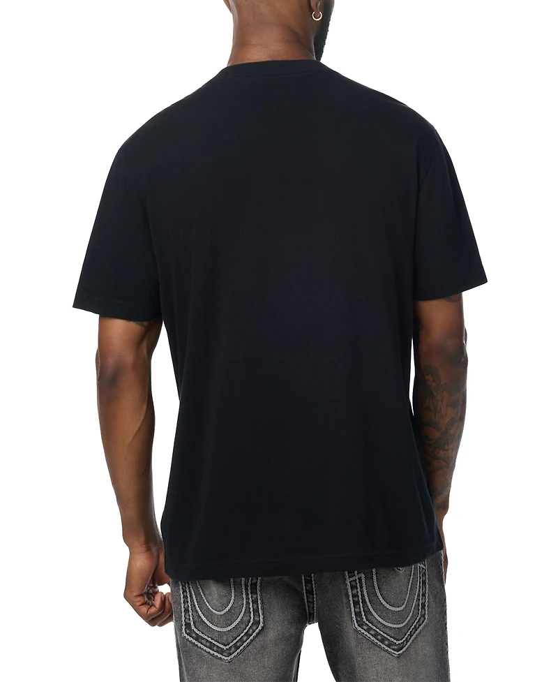 True Religion Men's Arched Logo Buddha Graphic Regular-Fit Puff-Print T-Shirt