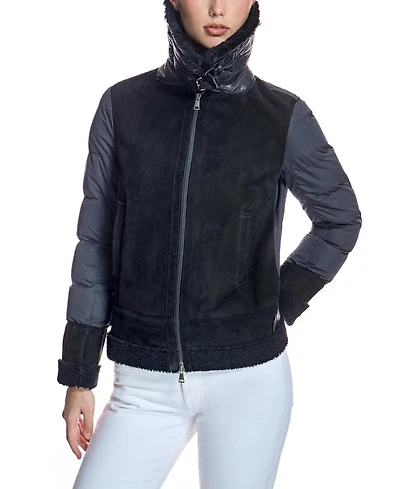 Julia & Stella By Maximilian Women's Shearling and Puffer Down-Filled Sherpa-Lined Jacket