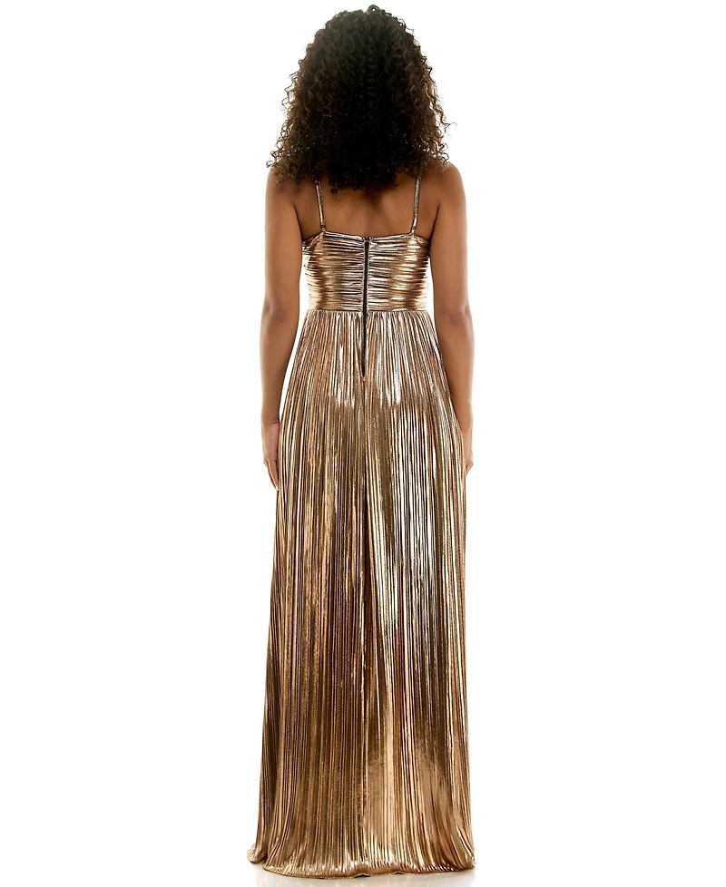 Seni & Cade Women's Sweetheart Metallic Ruched Gown