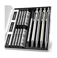 Four Candies 4Pieces Metal Mechanical Pencil Set 0.5mm, 480 Leads 12 Erasers with Case for School Art Drawing