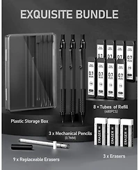 Four Candies Mechanical Graphite Pencil Set, 3Pieces Metal with Anti-Skid Grip for Artists Professionals
