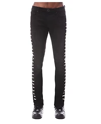 Hvman Chosen To Prevail x Cult Men's Strat Super-Skinny-Fit Waxed-Lace Trim Low-Rise Jeans