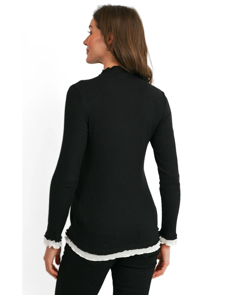 Hello Miz Maternity Ribbed Mock Neck Long-Sleeve Tunic