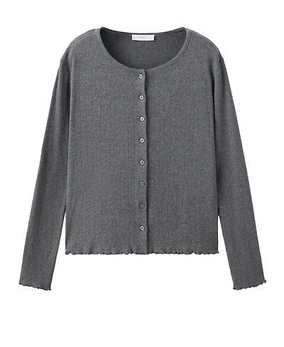 Mango Women's Open-Knit Long-Sleeve Cotton Pajama Cardigan