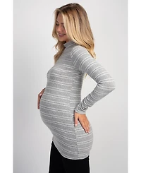 Hello Miz Maternity Striped Mock Neck Long-Sleeve Tunic