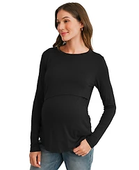 Hello Miz Maternity Long-Sleeve Crewneck Lift-Up Nursing Top