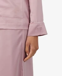 Lauren Ralph Women's Long-Sleeve Satin Notch-Collar Top and Pants, 2-Piece Set