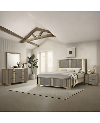 Kings Brand Furniture 5 and 6 Piece Bedroom Set, King Size Bed with Dresser, Mirror, Chest and Nightstand