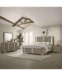 Kings Brand Furniture 5 and 6 Piece Bedroom Set, King Size Bed with Dresser, Mirror, Chest and Nightstand