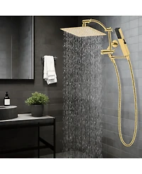 Cyqbd 10'' Metal Rain Shower Head Handheld Spray Extension Arm Hose Kit