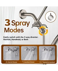 Cyqbd Rain Shower Head Handheld Power Wash Dual Extension Arm 3-way Diverter 9-mode Hose 2.5 Gpm
