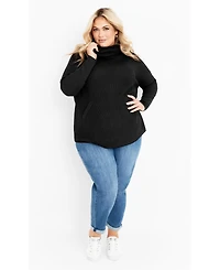 Avenue Women's Plus Ash Turtleneck Close Fit Sweater
