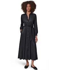 Donna Karan Weekend Women's Microsuede Long-Sleeve Collared Midi Duster Coat