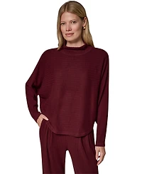 Donna Karan Weekend Women's Brushed-Rib Dolman-Sleeve Mock Neck Pullover