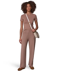 Donna Karan Weekend Women's French Terry Wide-Leg Mid-Rise Pants