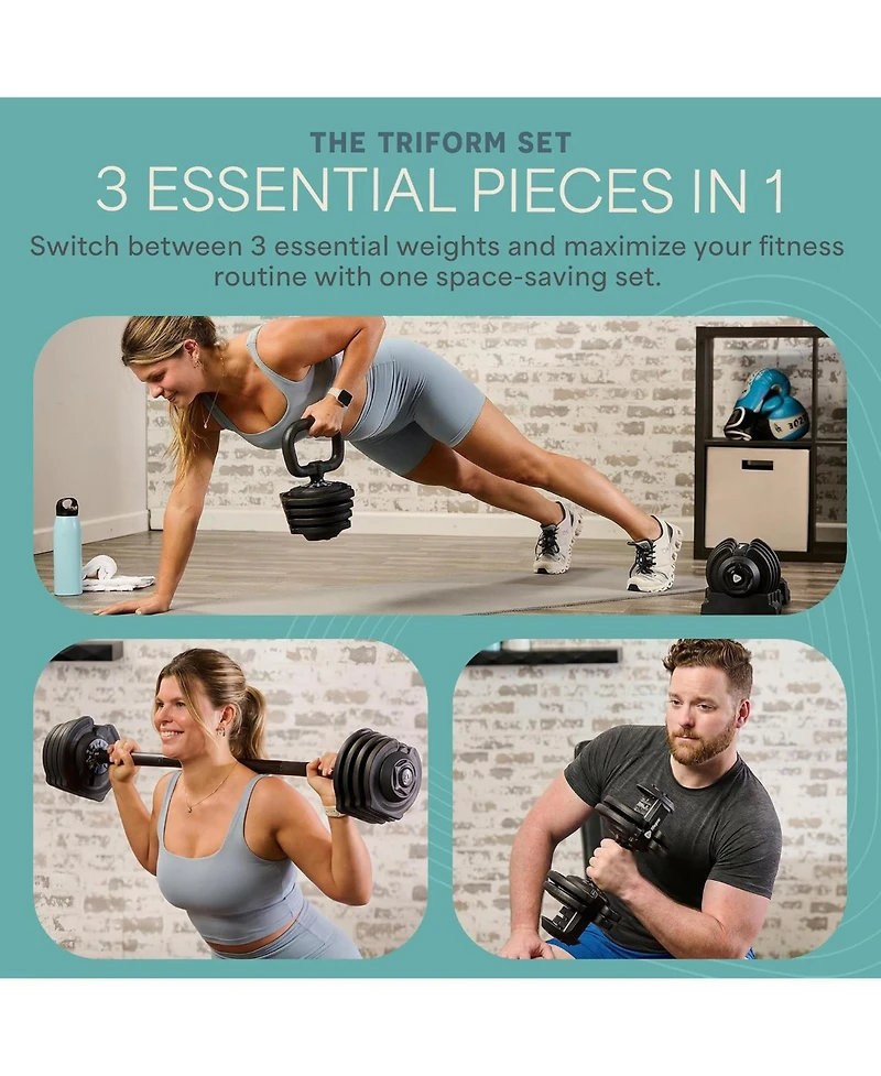 Lifepro Adjustable Dumbbells Set with Rack - Quick Adjust Weights, Secure Grip, Compact Design for Home Gym