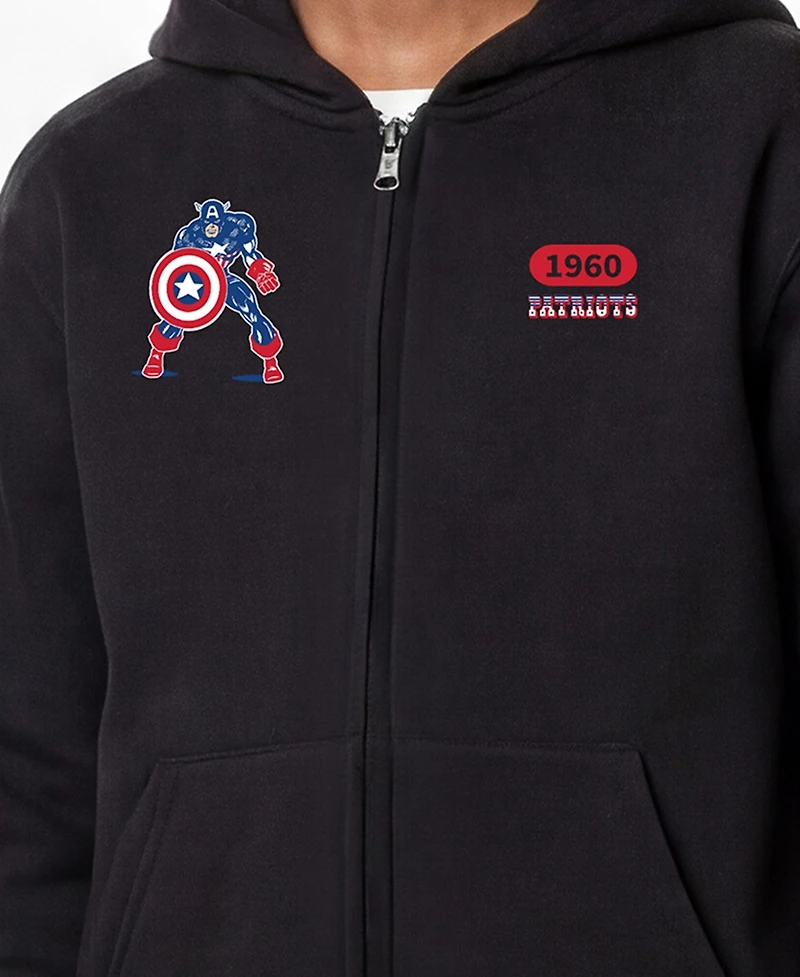 Champion Big Boys and Girls Black New England Patriots Disney X Full-Zip Hoodie