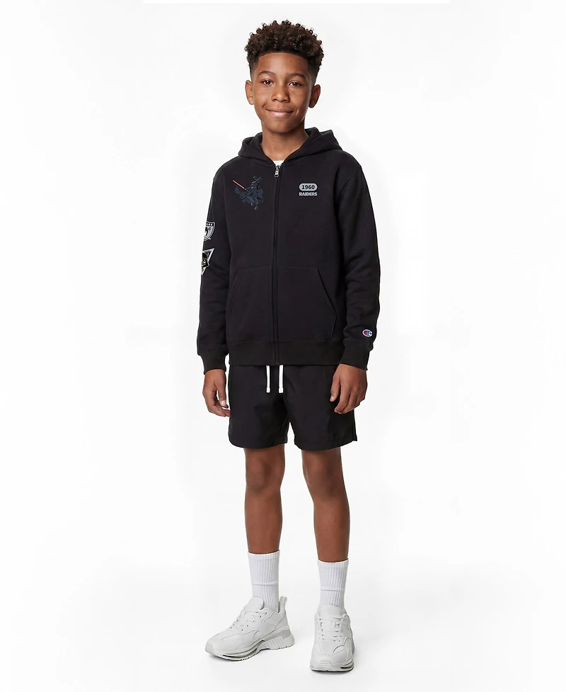 Champion Big Boys and Girls Black Las Vegas Raiders Disney X Full-Zip Hoodie