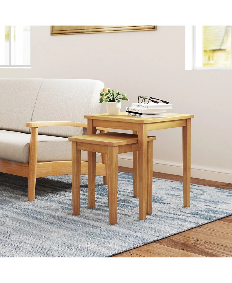 Mecale Set of 2 Teak Nesting Side Tables with Slatted Tops