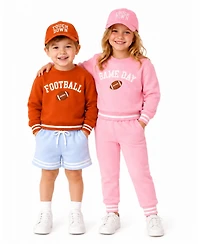 Bits & Bows Boys' and Girls' Football Crewneck Long-Sleeve Cotton-Blend Sweatshirt