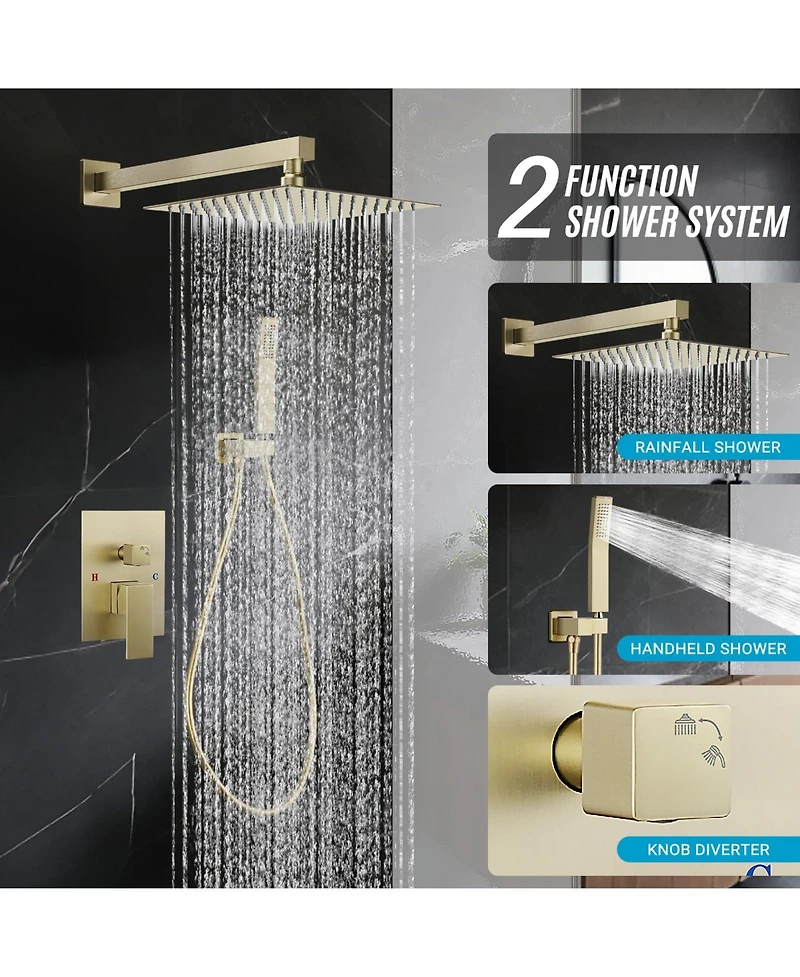 Cyqbd 10" 2-in-1 Rain Shower Faucet Set Wall Mount 304 Ss Air Tech Dual Spray