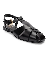 Forever and Always Shoes Women's Jandor Leather Ankle Strap Flat Sandal