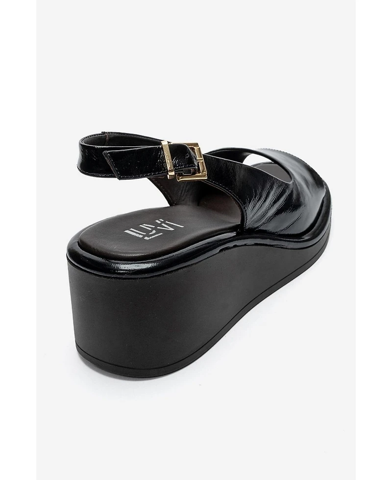 Forever and Always Shoes Women's Orlena Leather Platform Wedge Sandal