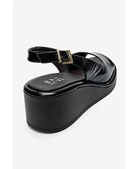 Forever and Always Shoes Women's Orlena Leather Platform Wedge Sandal