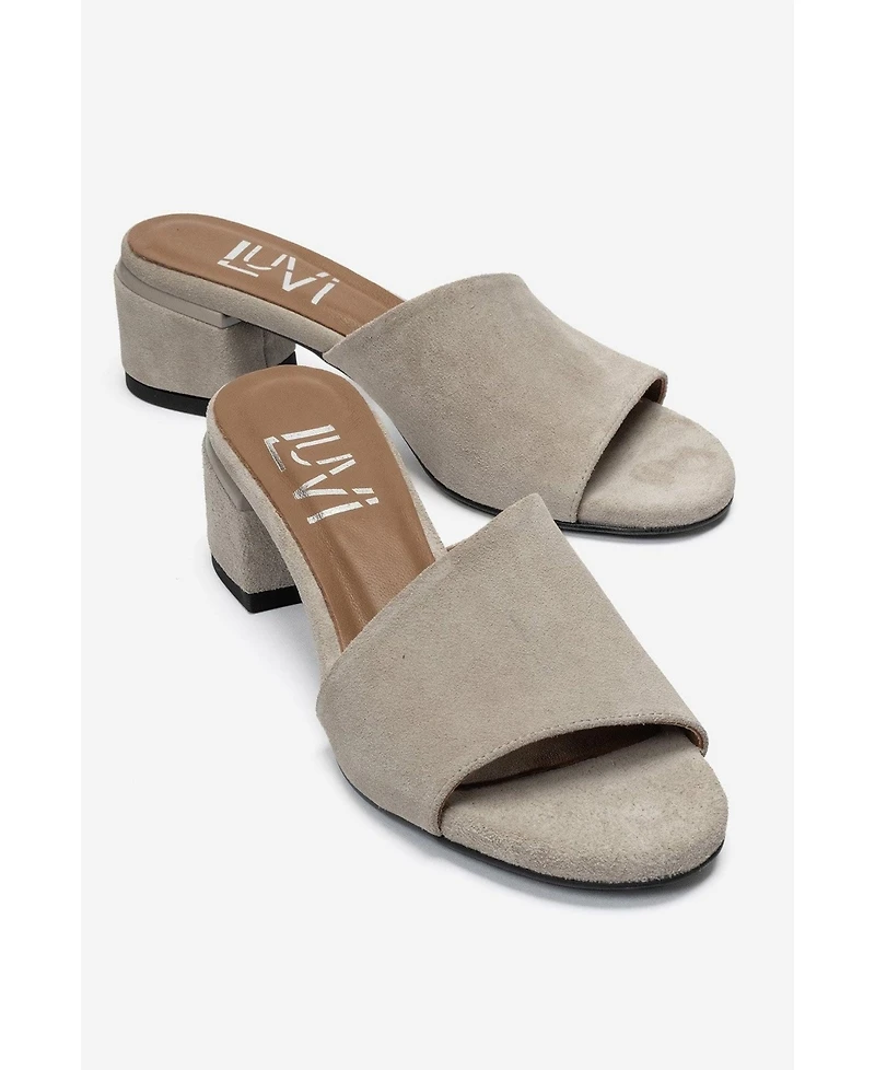 Forever and Always Shoes Women's Delavie Leather Block Heel Sandal