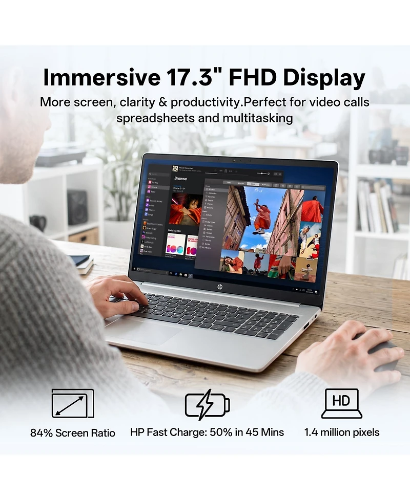 Hp Essential 17z-cp300 17.3" Copilot Ai Windows 11 Pro Wi-Fi 6 Laptop