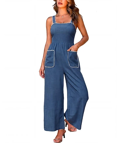 Cupshe Women's Ric Rac Trim Square Neck Wide-Leg Jumpsuit