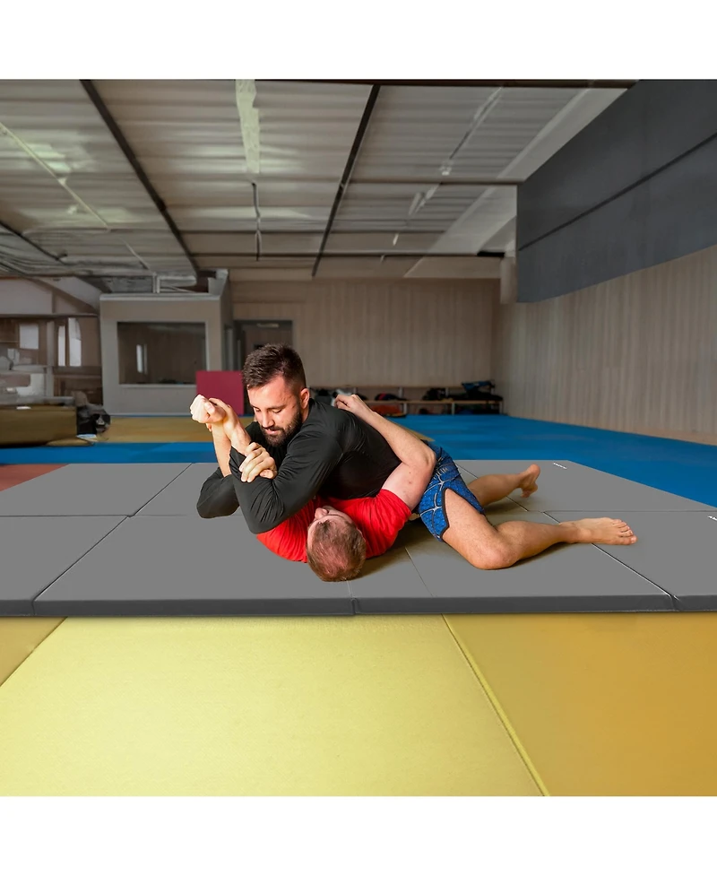 BalanceFrom 4' x 6' x 2" All Purpose Folding Fitness Gymnastics Gym Mat, Grey