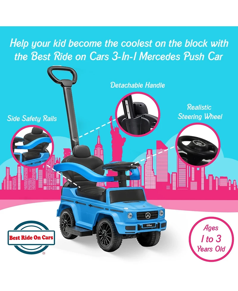 Best Ride on Cars Mercedes G-Wagon 3-in-1 Design Push Car with Under-Seat Storage, Ages 1.5+