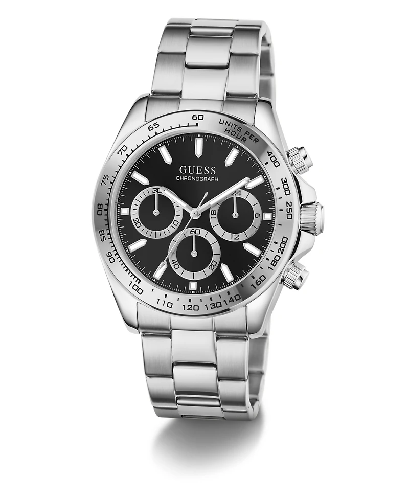 Guess Men's Quartz Silver-Tone Stainless Steel Watch 42mm